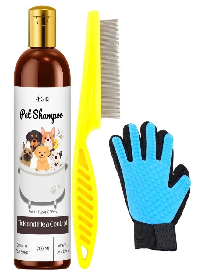 مجموعة العناية بالحيوانات الأليفة - مشط للبراغيث، قفاز، شامبو للقراد والبراغيث - Image 1